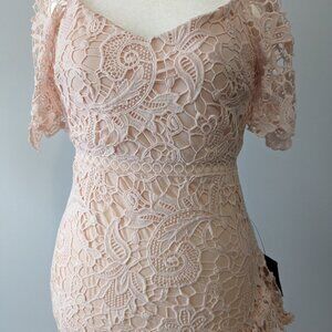 LuLu's Blush Pink Briarwood Laced Ruffled Mini Dress